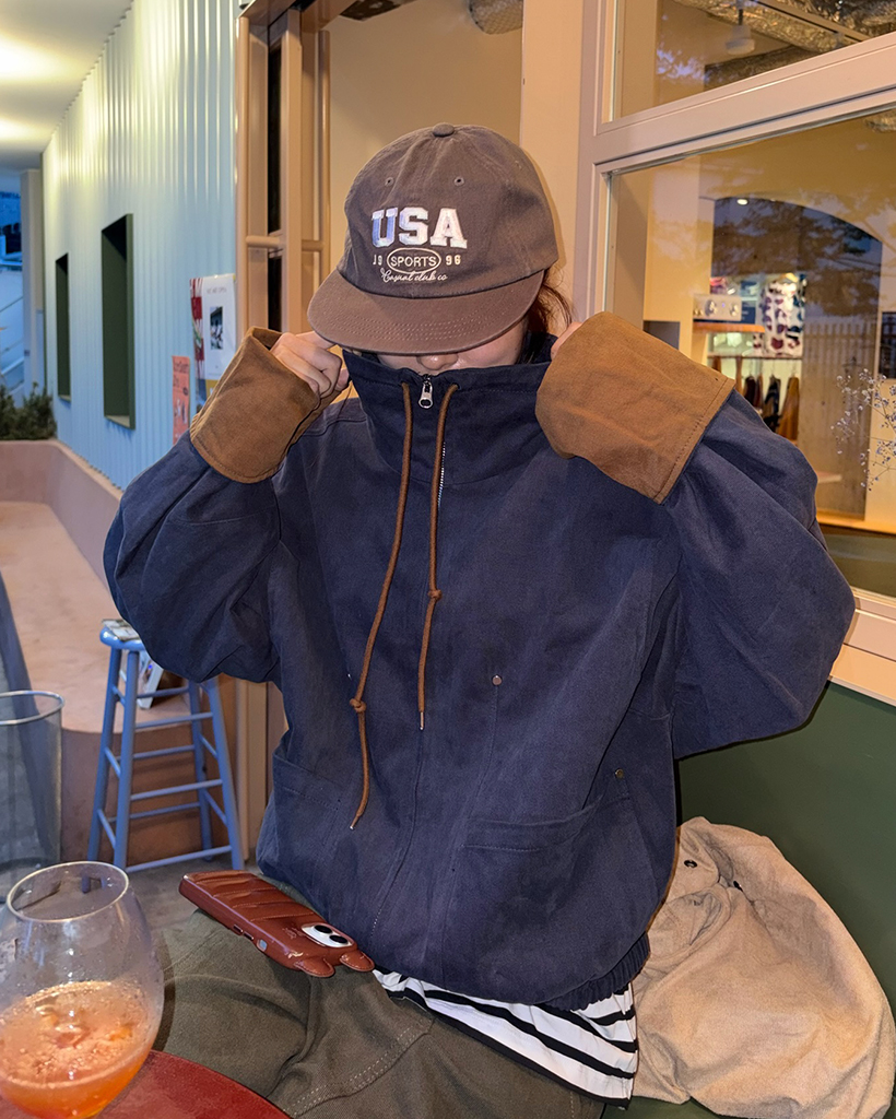 ドローストリングハイネックジップアップジャケット