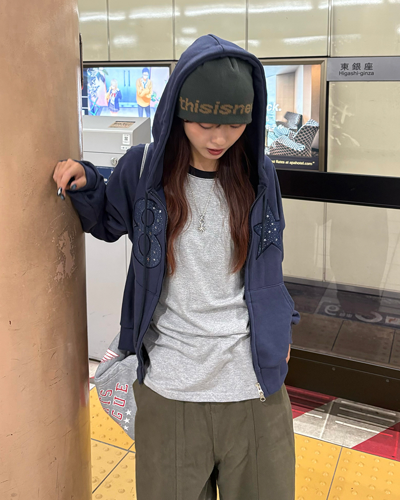 8スタードットパッチフードパーカー | ファッション通販サイト NUGU