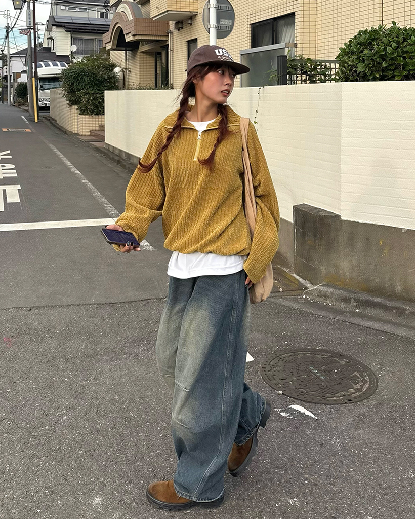 ユニセックス) スラッシュシームポイントバルーンデニムパンツ