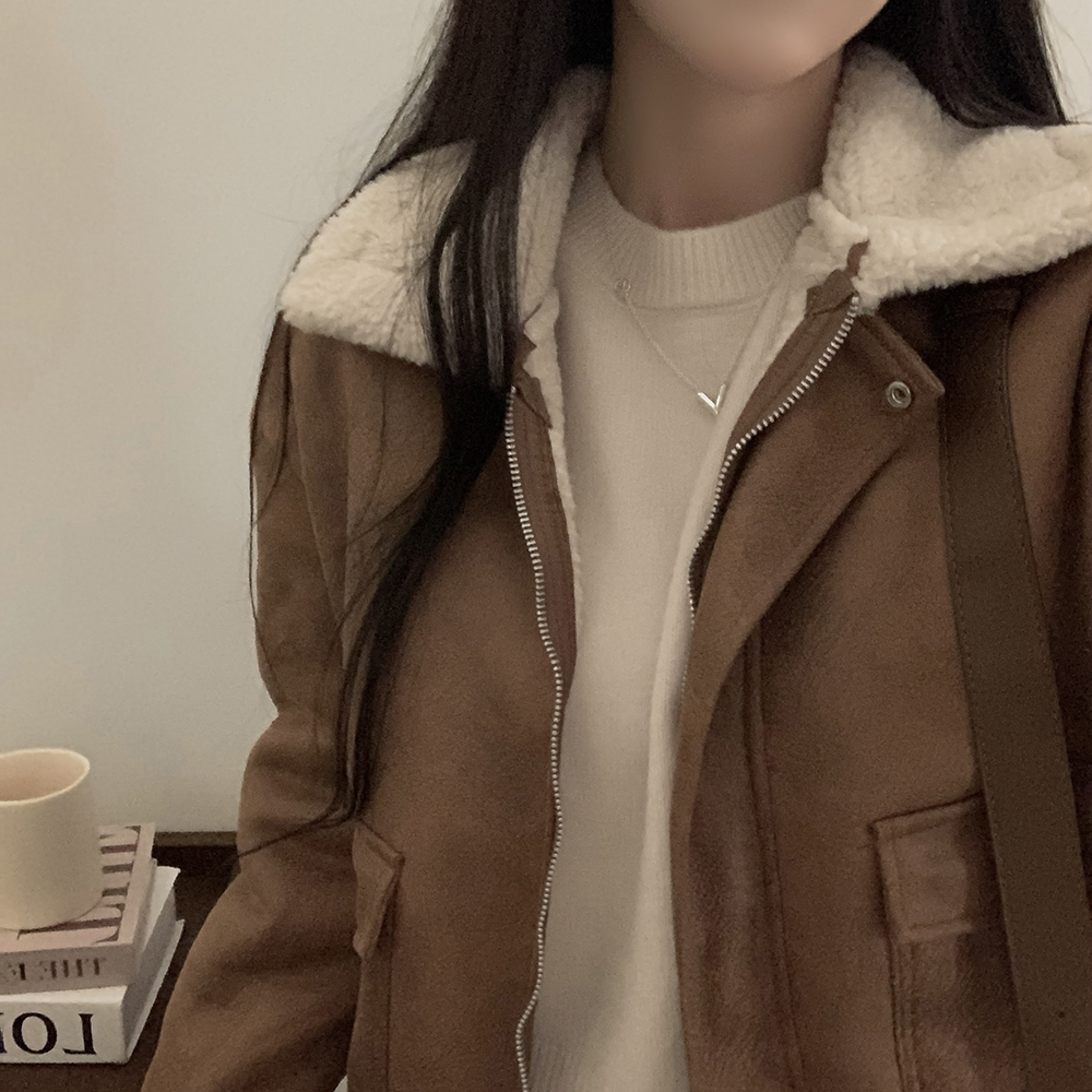 ボア裏地ムートン調ブルゾン (3 color)