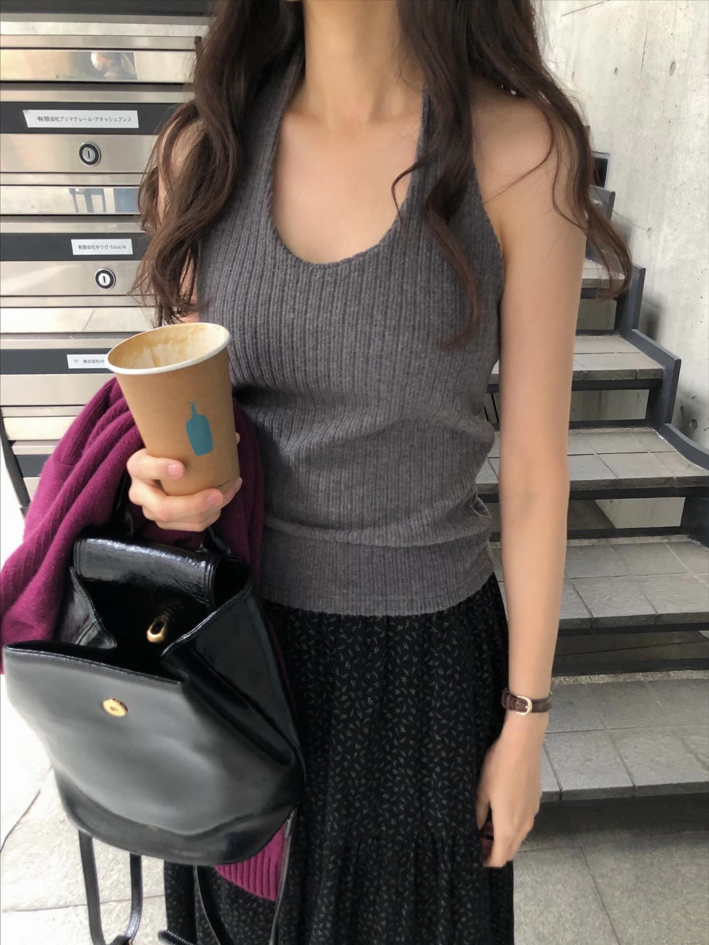 ホルターネックキャミソール miniministore ホルターネック キャミソール ニット 夏 -ファッション