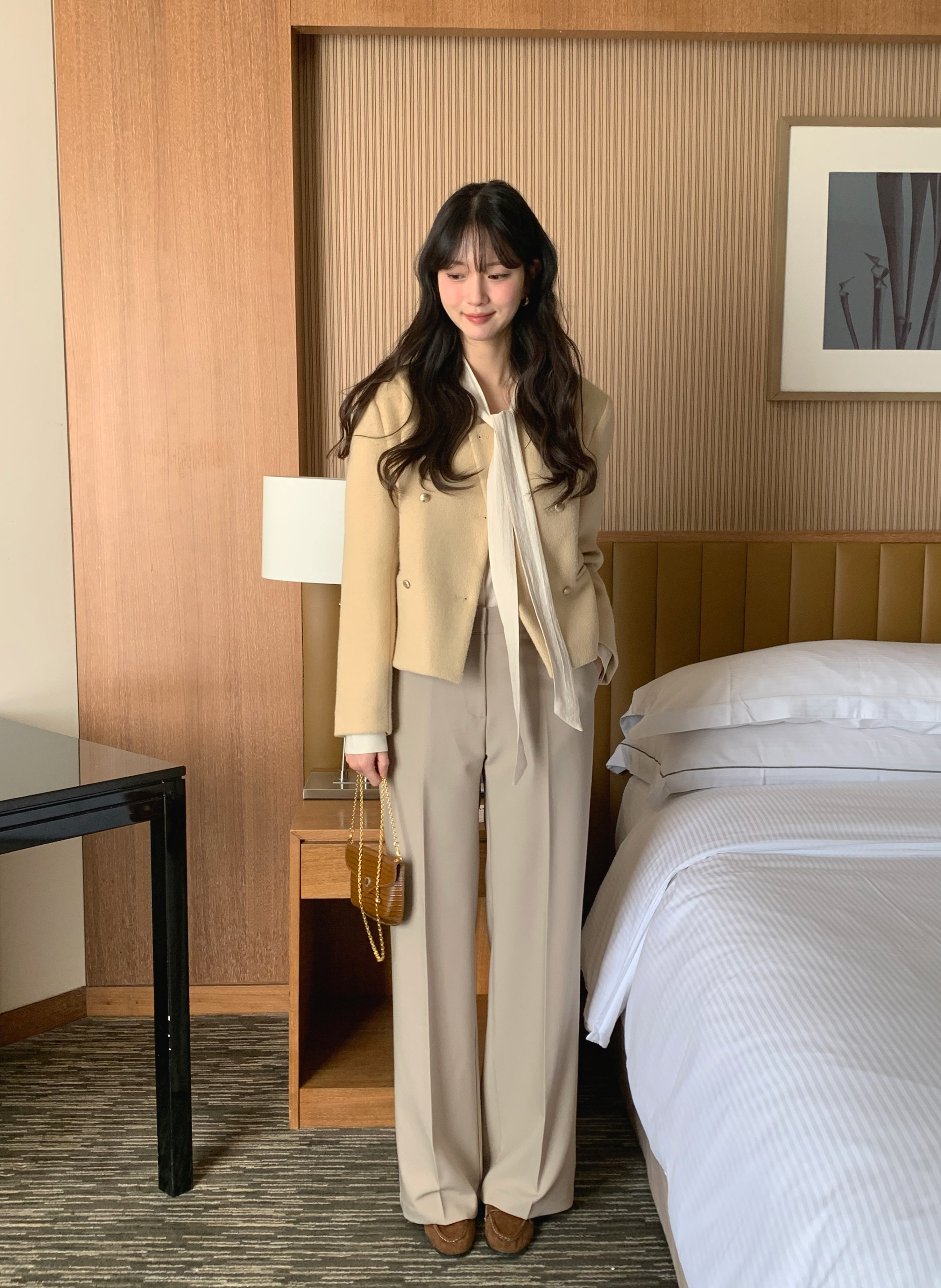 katie パフブラウス 45R銀座 ダンガリーカディフルールシャンブルプリントのパフブラウス