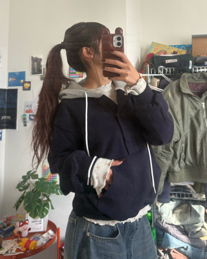 バイカラースウェットアノラックパーカー