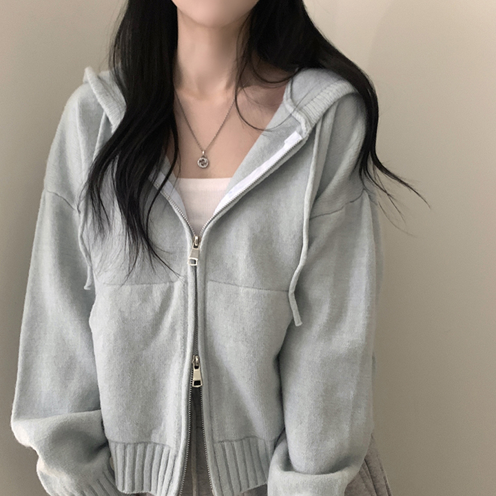 (5color)ルーズフィットポケットニットジップアップ