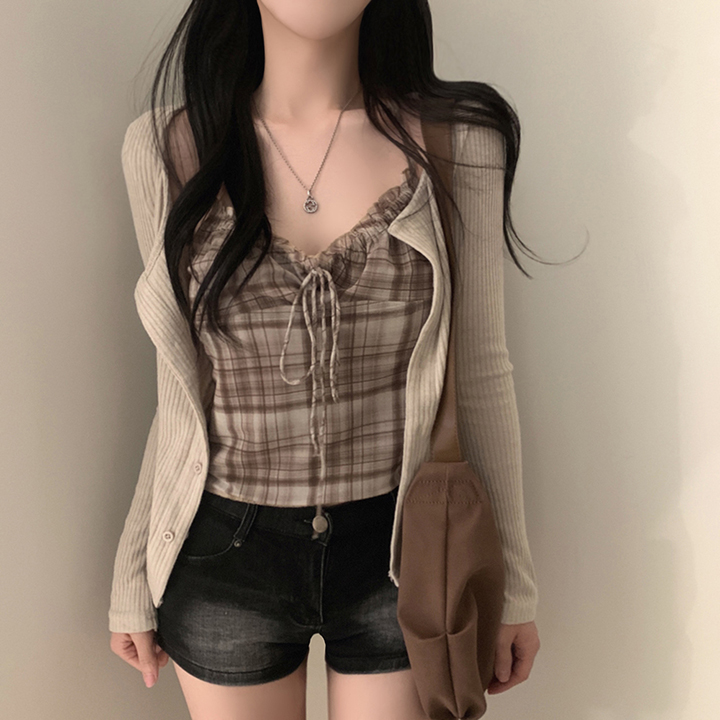 (set)(3color)(一体型)アイレットチェックリブシャーリングセット