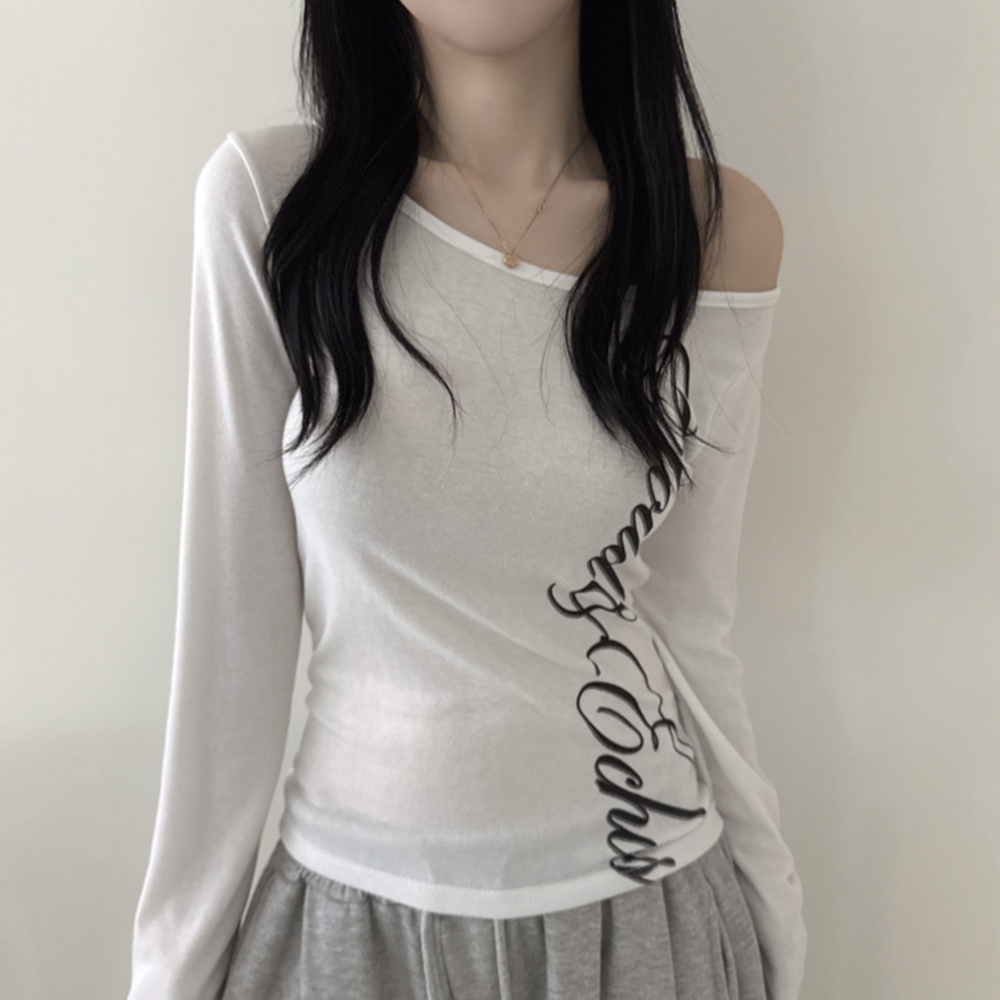 ワンショルレタリングスリムフィットTシャツ