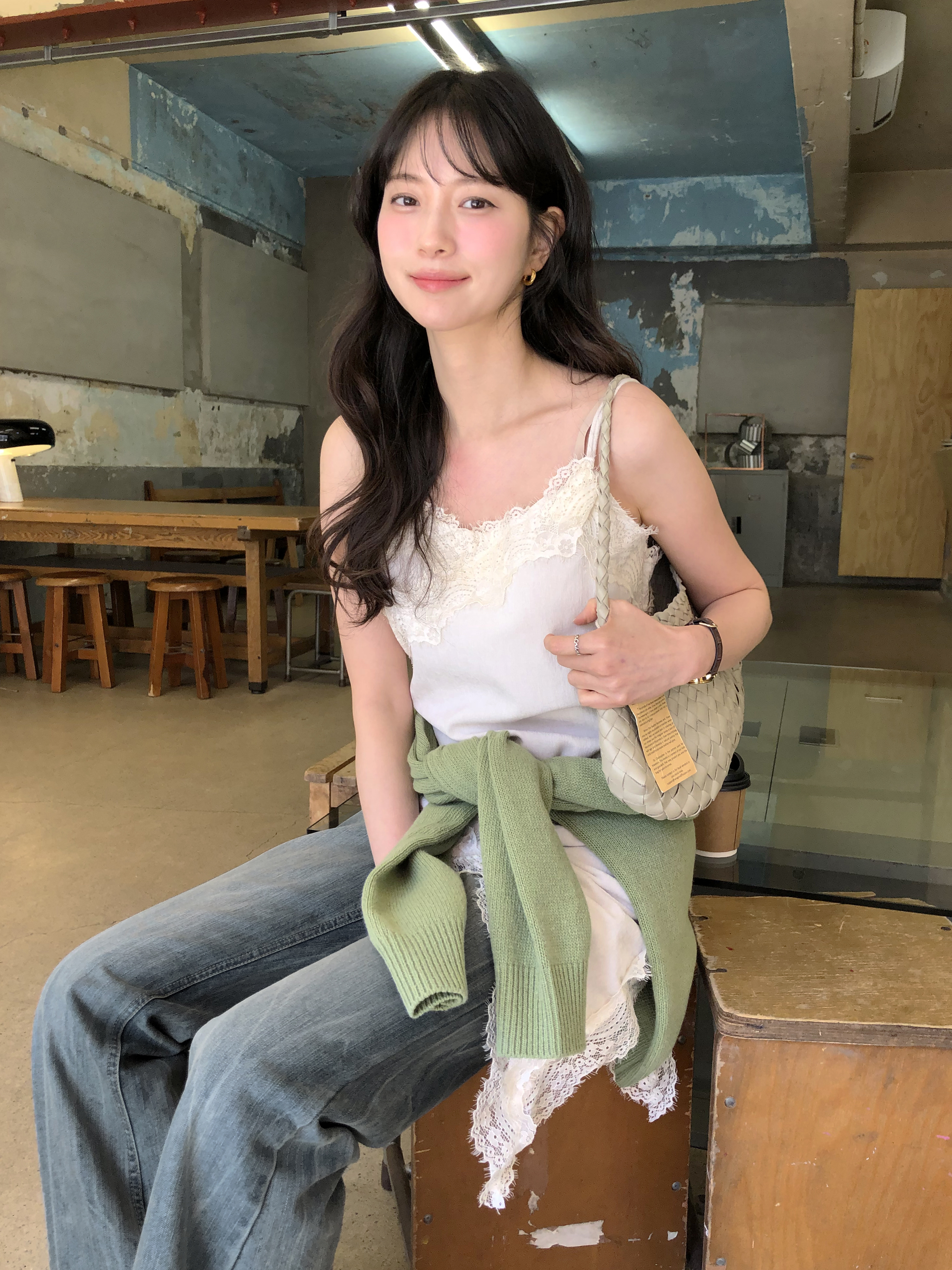 (2color)ベルベットレースアンバランスキャミソール