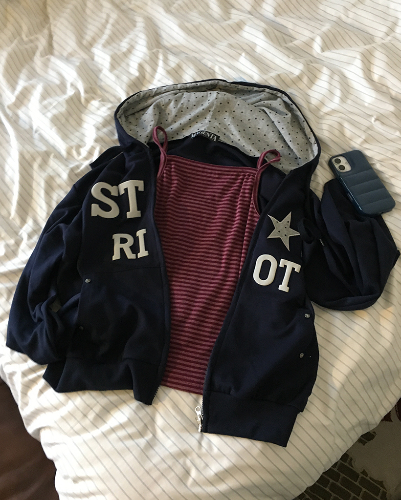 スクエアネックボーダーキャミソール