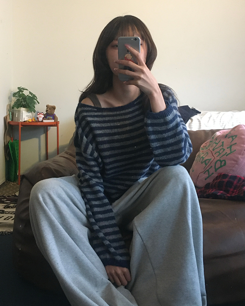 ボートネックボーダールーズニット