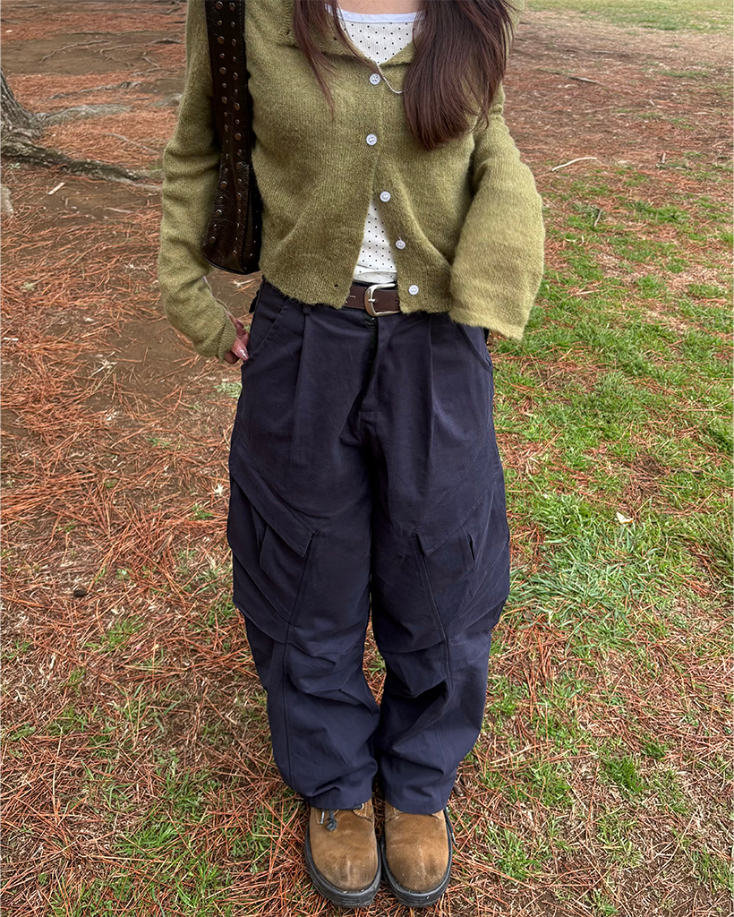 フロントユニークポケットカーゴパンツ