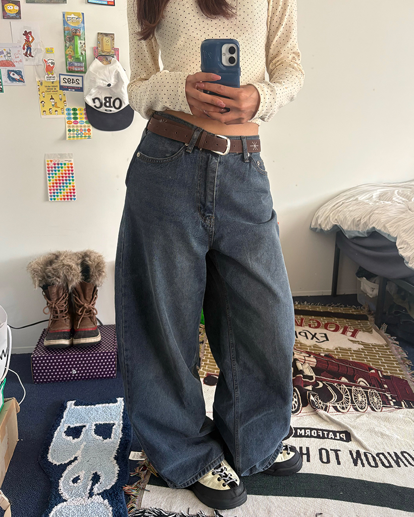 ウエストバッグシンチセンターシームジーンズ