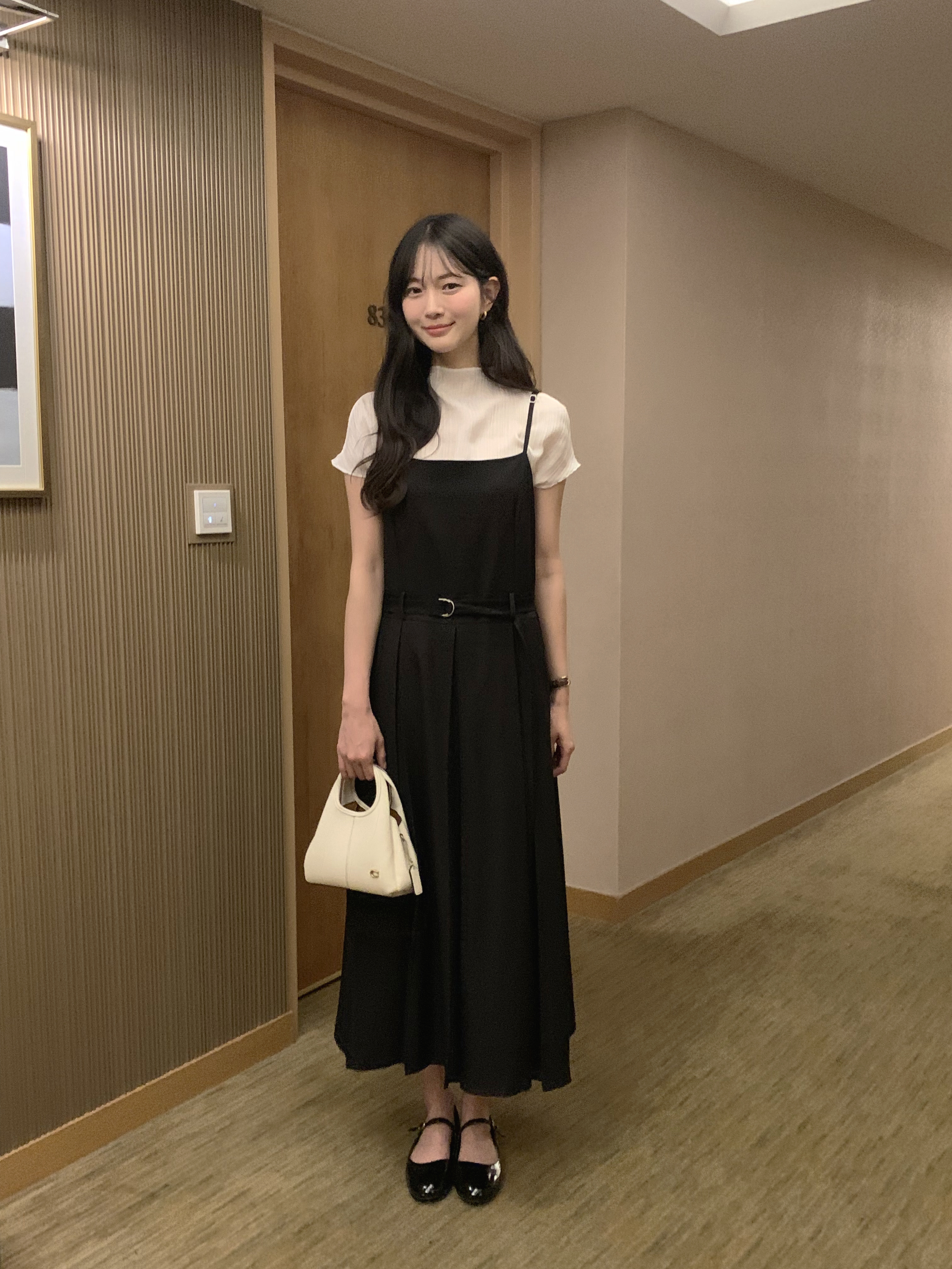 選べる2丈！ウエストリボン ボートネック 美ラインノースリーブ