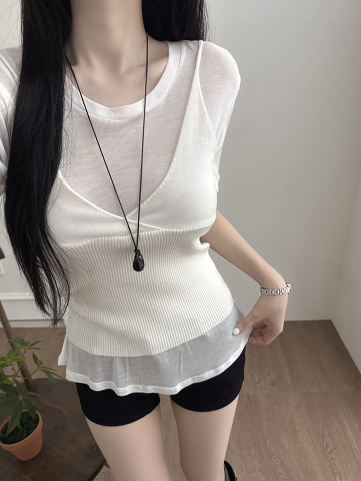 vaqutau voyage ノースリーブス トップス antiqua（アンティカ） アシッドウォッシュ ノースリーブ 綿 トップス
