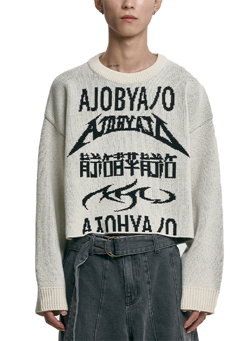 [PBA] Total Logo Cropped Sweater [IVORY]