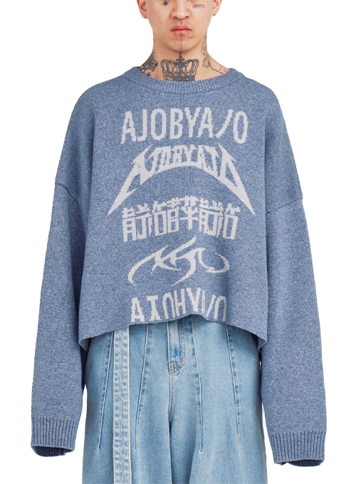 [PBA] Total Logo Cropped Sweater [SKY BLUE]