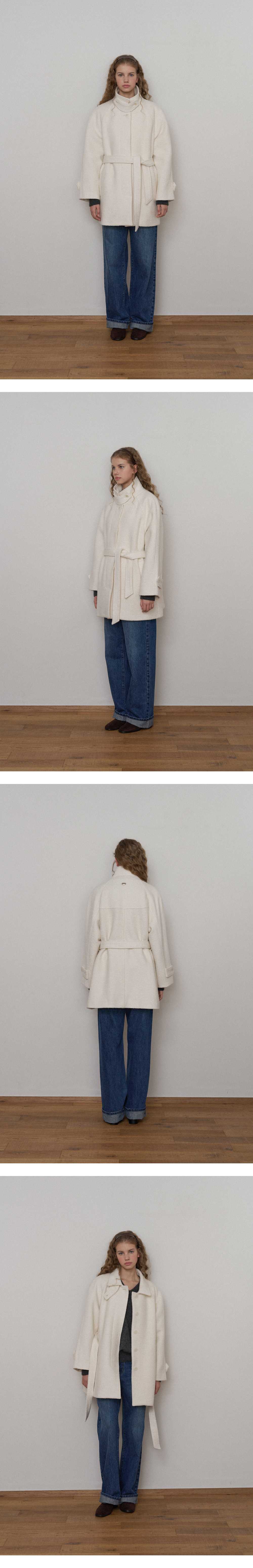 Boucle Wool Half Coat - Ivory | ファッション通販サイト NUGU