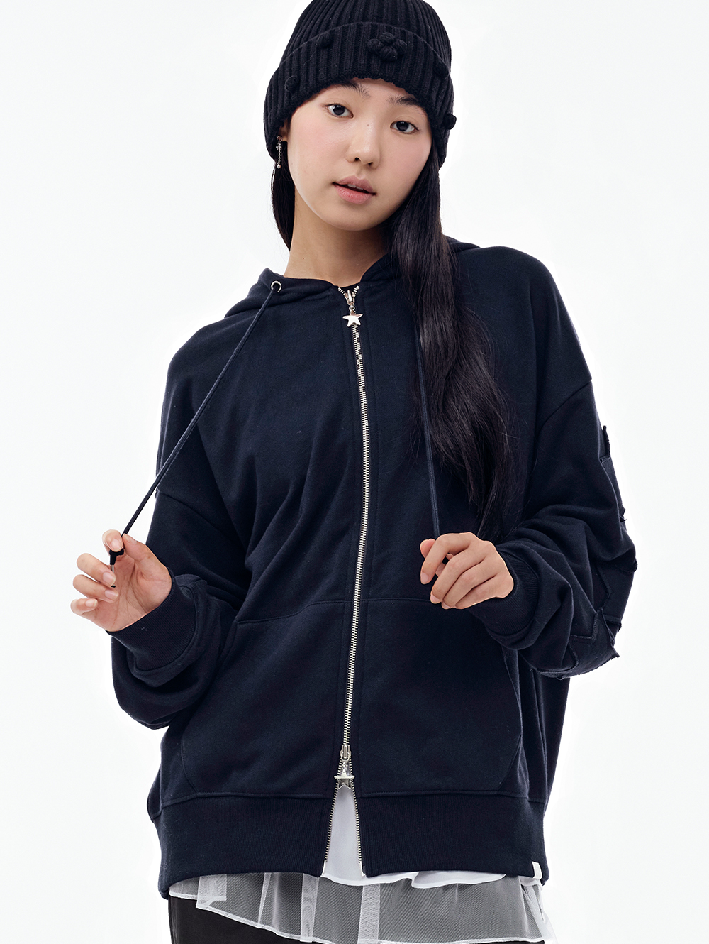 STAR PATCH HOOD ZIP-UP [NAVY] | ファッション通販サイト NUGU