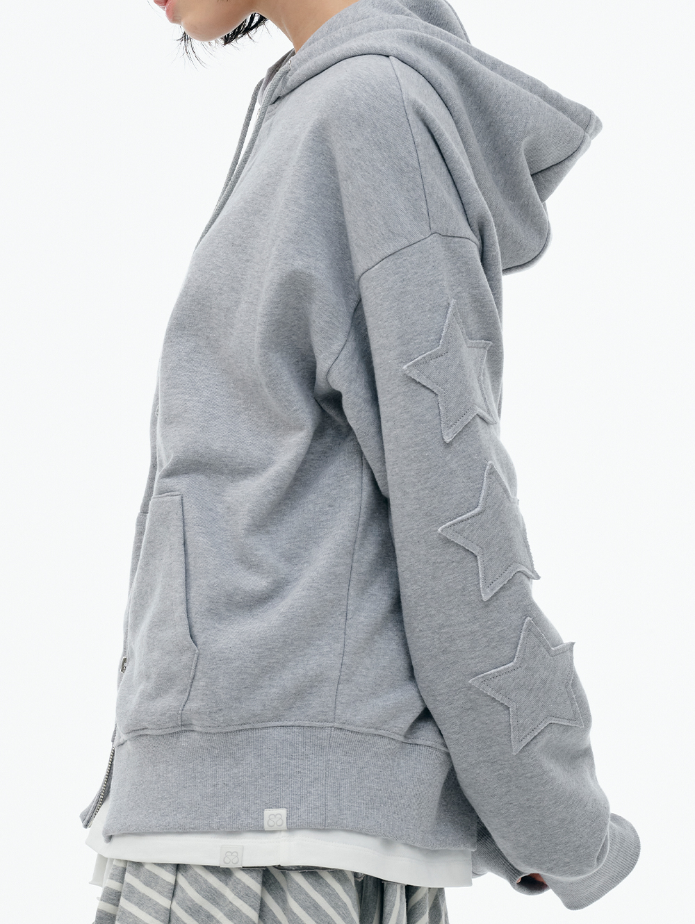 STAR PATCH HOOD ZIP-UP [HEATHER GREY] | ファッション通販