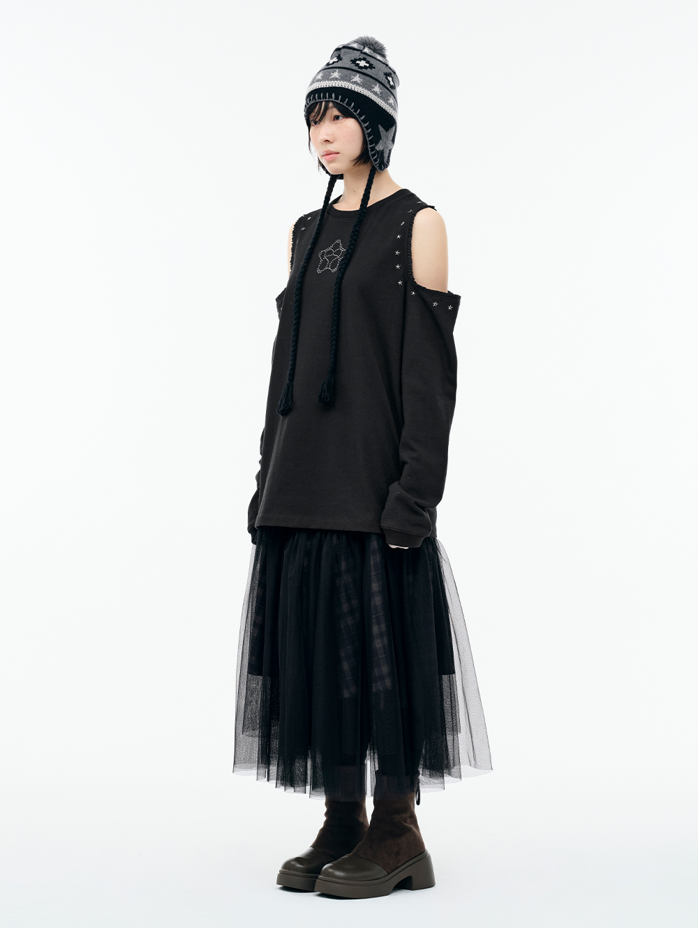 STAR EARFLAP BEANIE [BLACK] | ファッション通販サイト NUGU