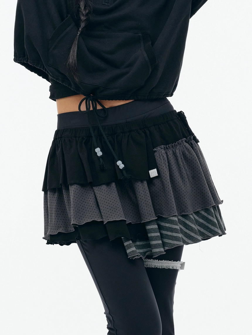 BANDED LAYERED SKIRT [BLACK] | ファッション通販サイト NUGU