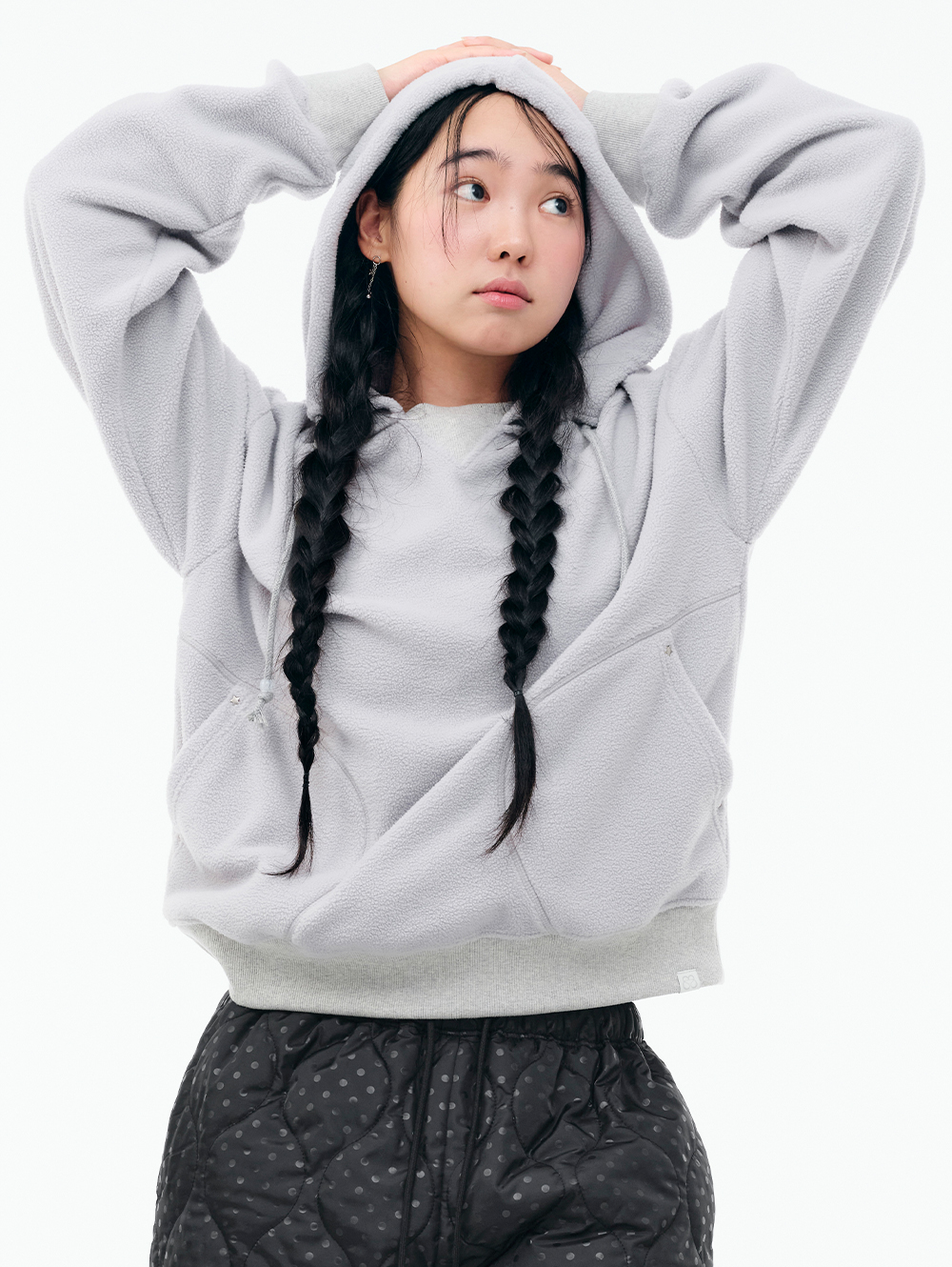 :) ページ nugu先行販売] OVERSIZED FLEECE HOODIE [LIGHT GREY