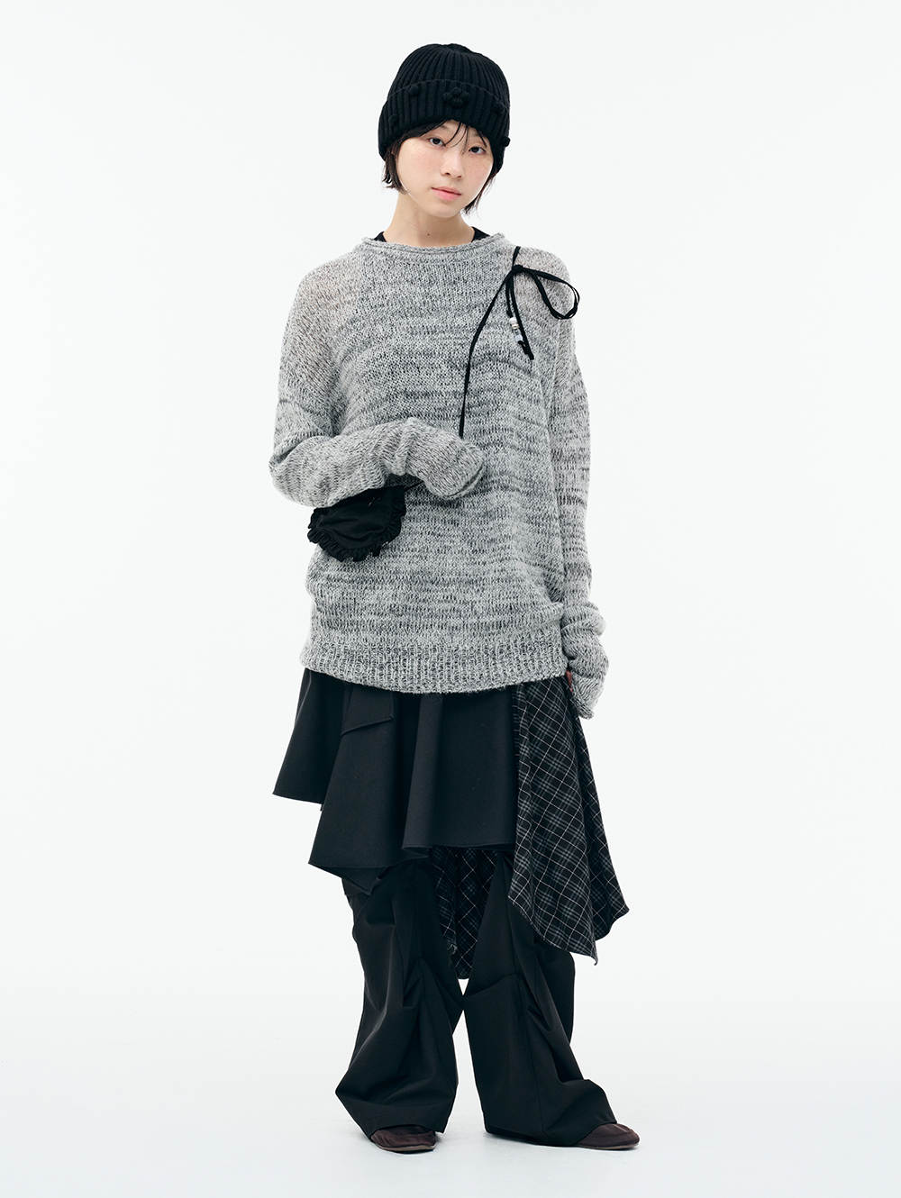 LAYERED ASYMMETRIC SKIRT [BLACK] | ファッション通販サイト NUGU