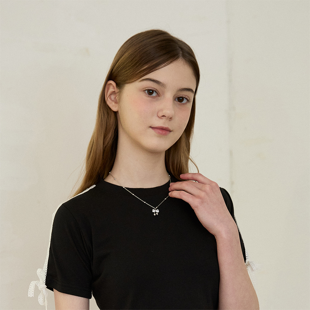 TWINKLE RIBBON CHAIN NECKLACE_WHITE | ファッション通販サイト