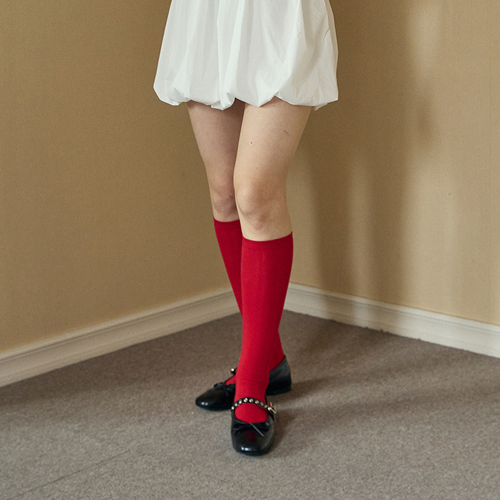 2EA 1SET] BASIC KNEE HIGH SOCKS_CHARCOAL | ファッション通販