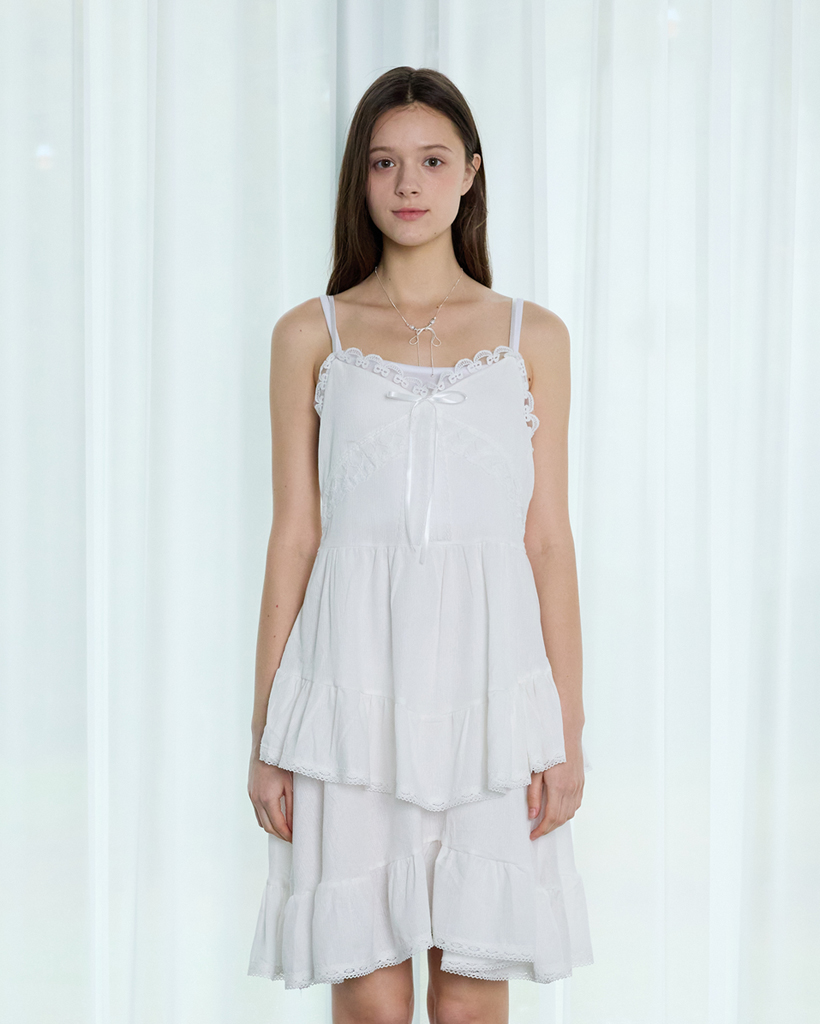 Striped Color Block Ruffle One Piece White | ファッション