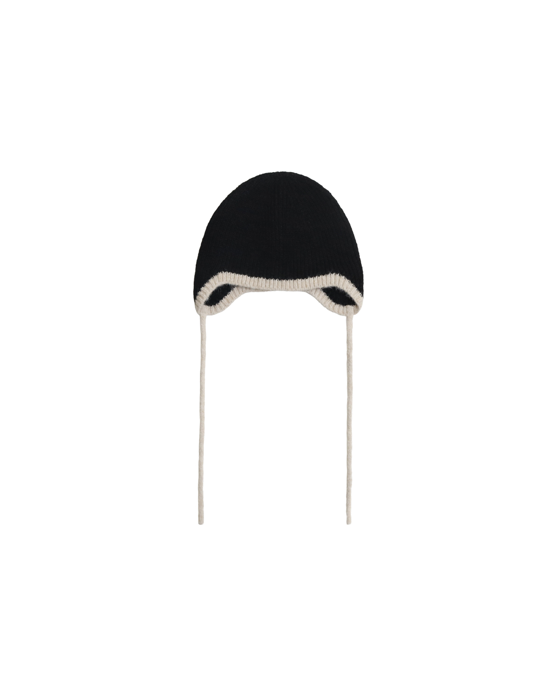 TWO-TONE COZY STRING BEANIE_BLACK