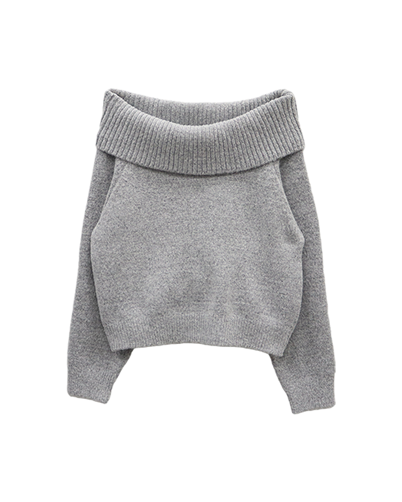 MELTING BASIC OFF-SHOULDER KNIT_GREY