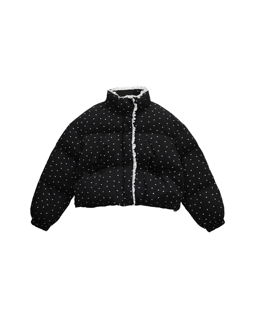 WINTER DAISY DOT PADDING_BLACK