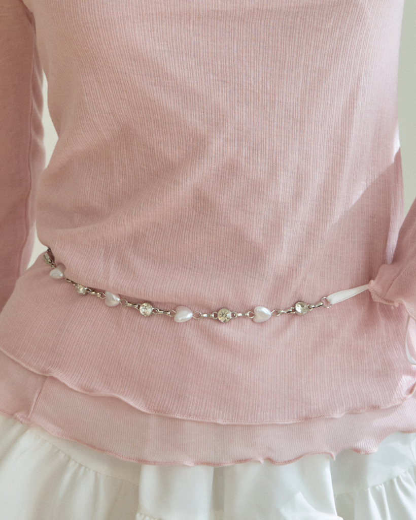 SWEET PEARL HEART BELT_SILVER