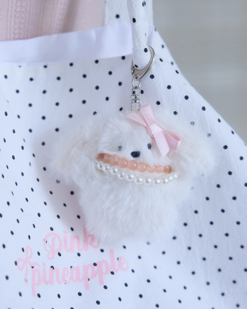 CUDDLY PUPPY KEYRING_WHITE