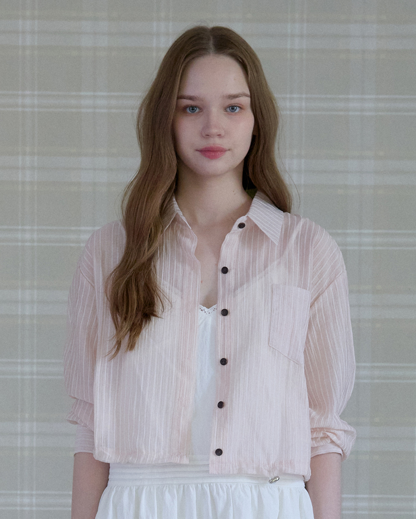 しーちゃん✩.*˚Wrinkle CareFoundation SHEER WRINKLE SHIRT_PINK | ファッション通販サイト NUGU