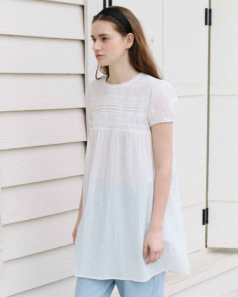 PINTUCK MINI ONEPIECE WHITE | ファッション通販サイト NUGU