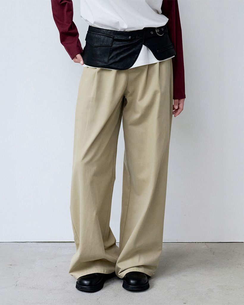 PINTUCK WIDE BALLOON PANTS BEIGE