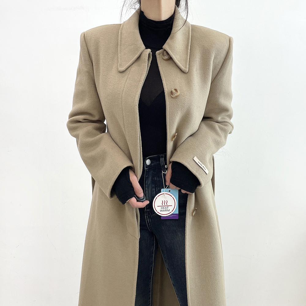 ハンドメイドクラシックウールウエストストラップロングコート