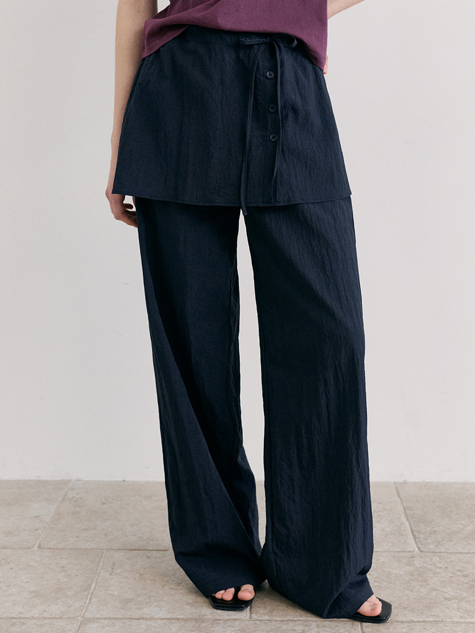 Skirt Layered Pants, Navy