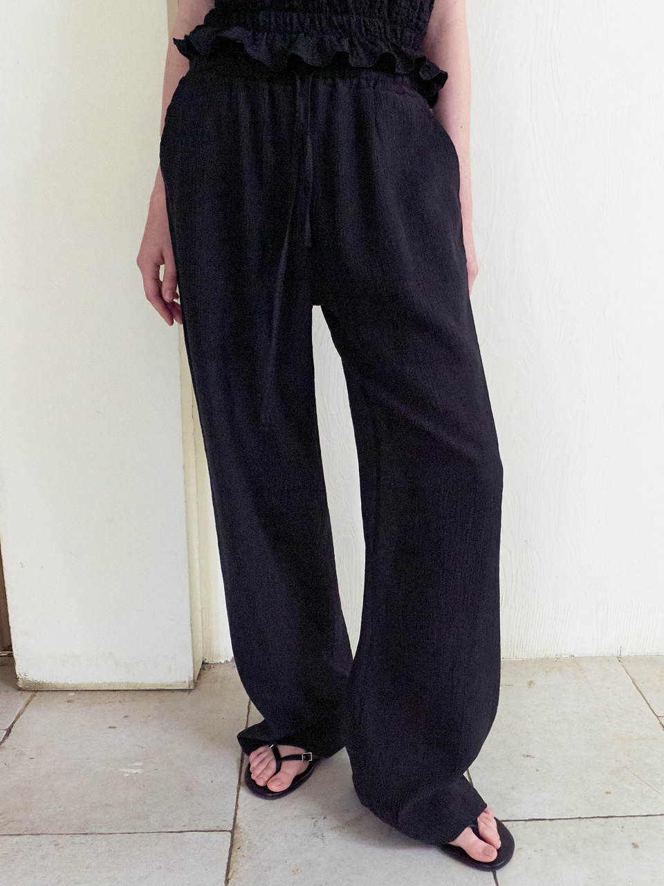 Crinkle Summer Pants, Black