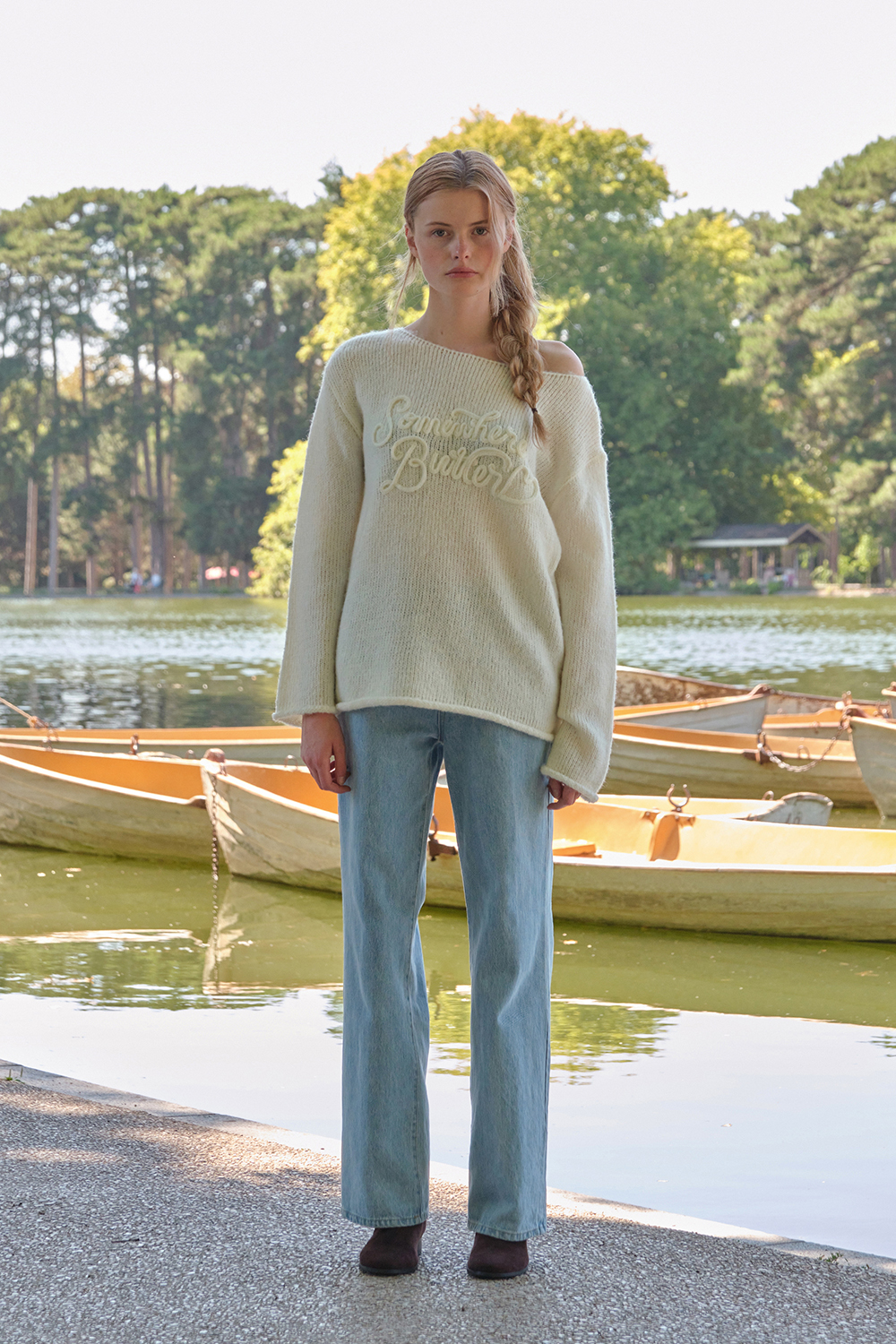 Mohair Letter Long Sleeve Knit - Ivory | ファッション通販