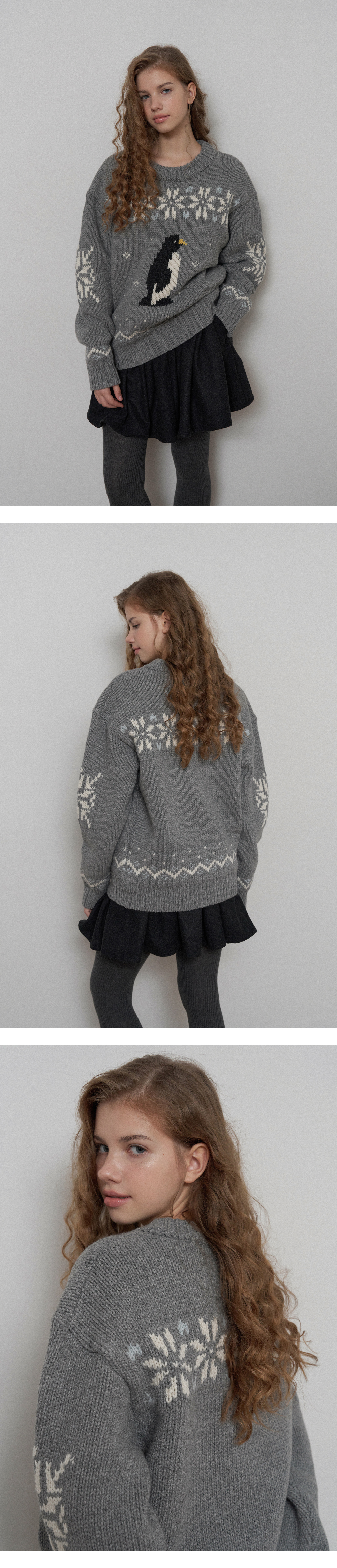 Penguin Wool Sweater - Grey | ファッション通販サイト NUGU