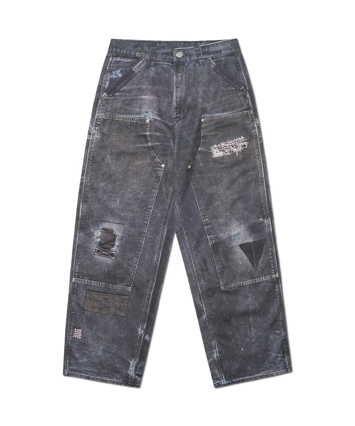 PRINTED DOUBLE KNEE PANTS - BLACK | ファッション通販サイト NUGU