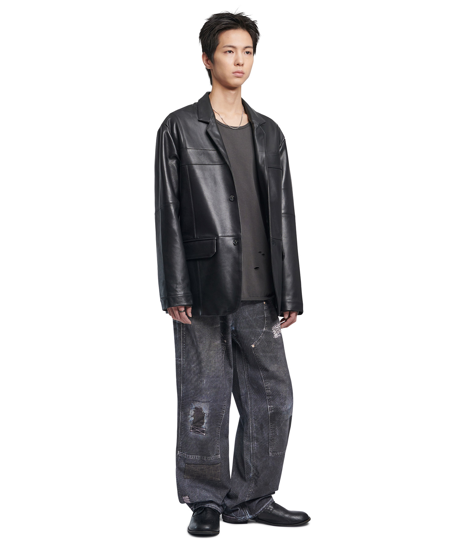 PRINTED DOUBLE KNEE PANTS - BLACK | ファッション通販サイト NUGU