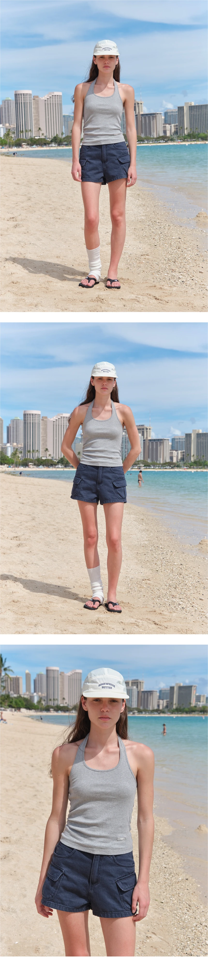 [P]Shirring Halter sleeveless - Grey(02).jpg