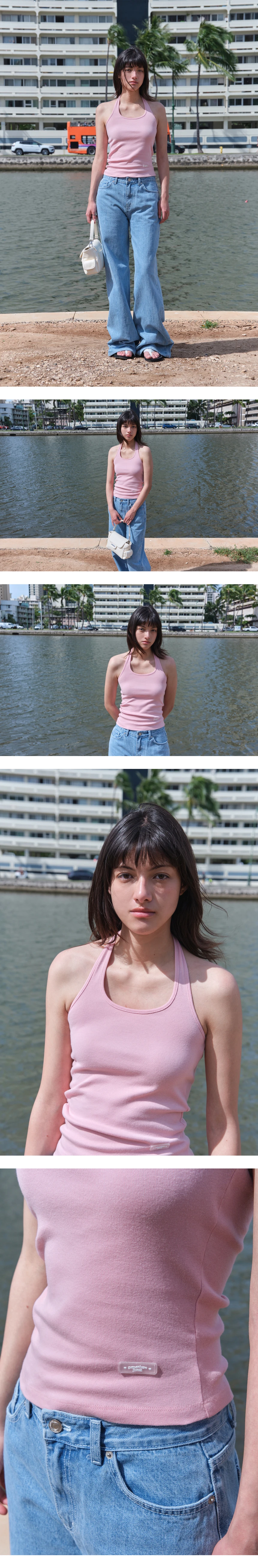 [P]Shirring Halter sleeveless - Light Pink(01).jpg