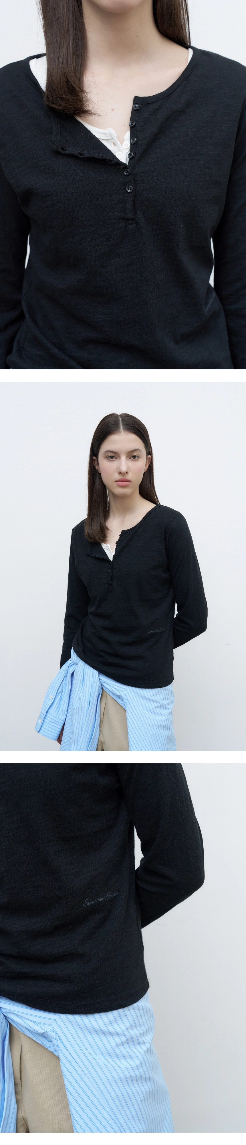 [P]Slub Henley Long Top - Black(3).jpg