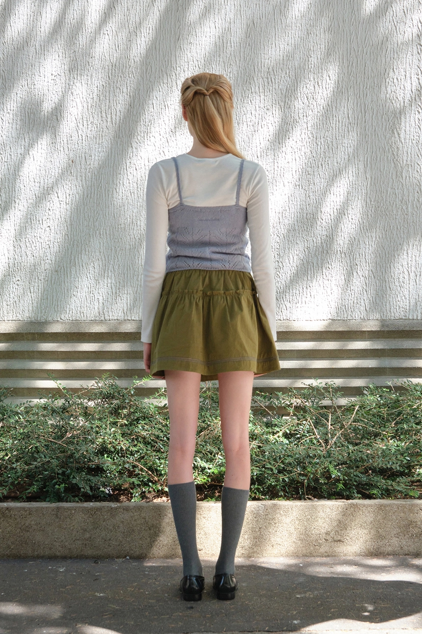 [P]Soy shirring mini skirt - Khaki(3).jpg
