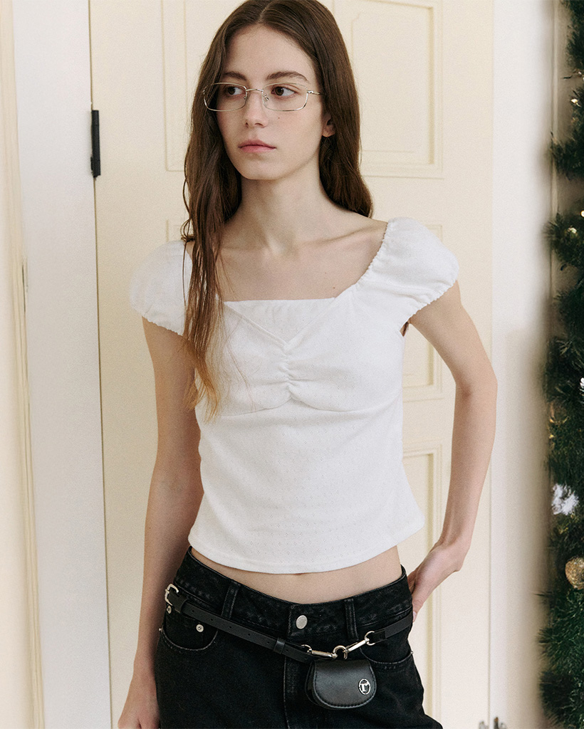 PUFF CAP SLEEVE T-SHIRT WHITE
