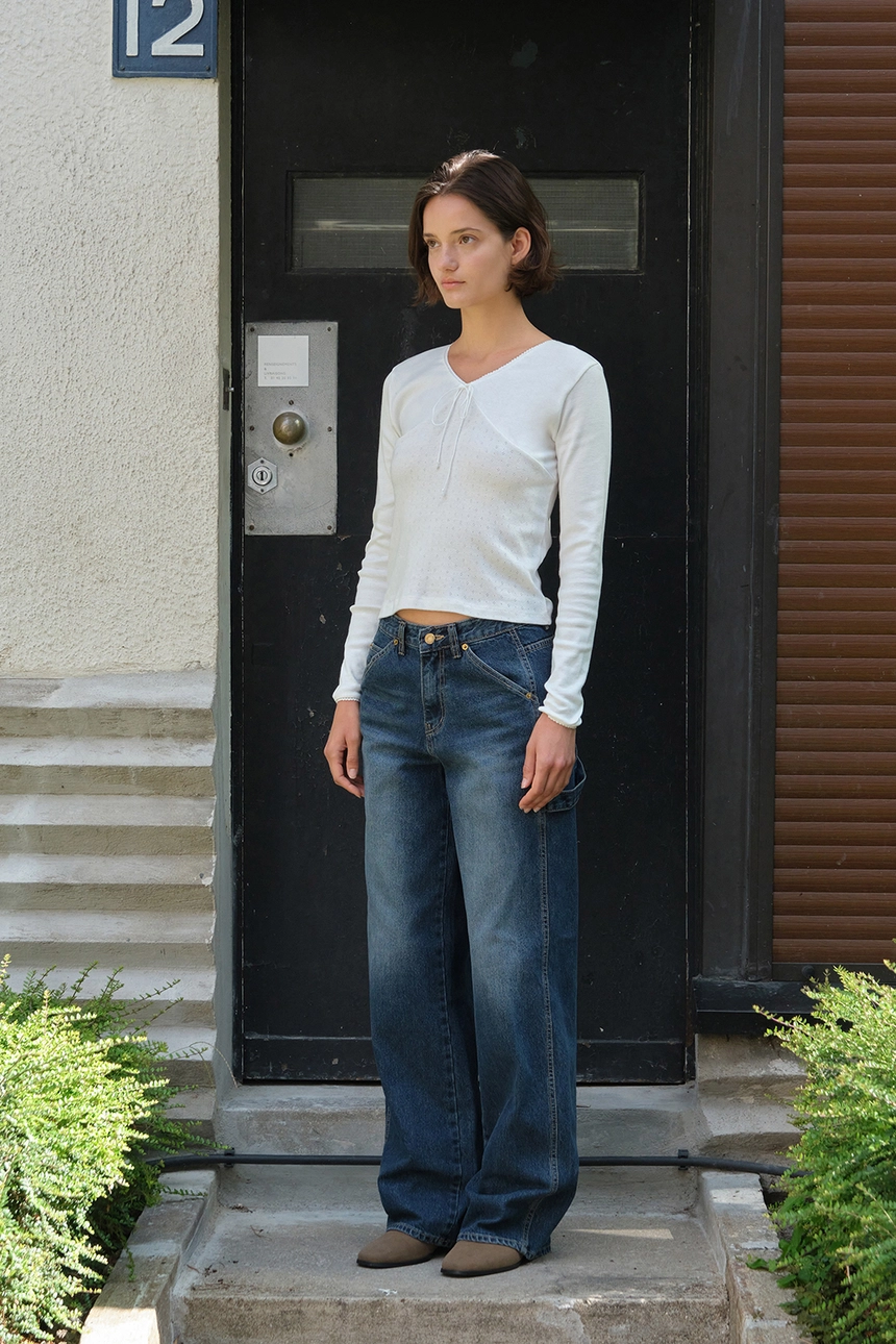 [P]V-Neck Ribbon Top - Ivory(2).jpg